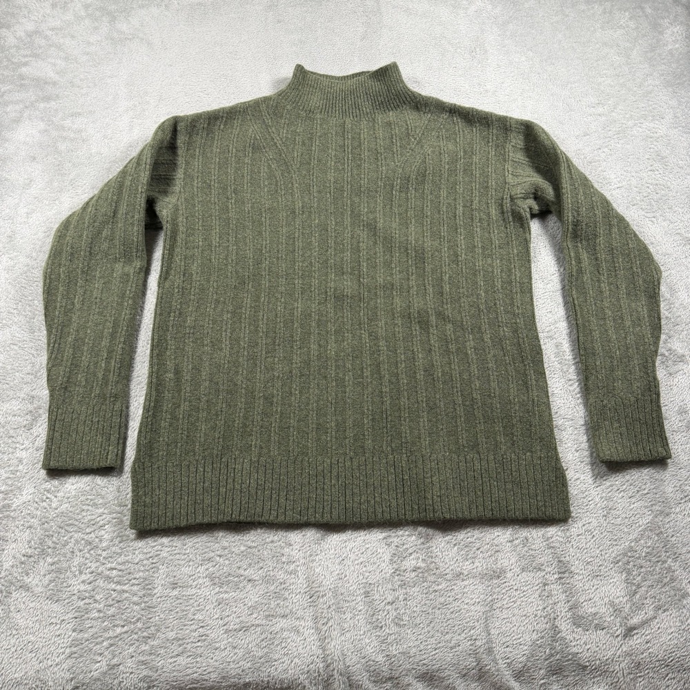 Lululemon Mock Neck Sweater Women Size 8 Green Ribbed Knit Wool Blend